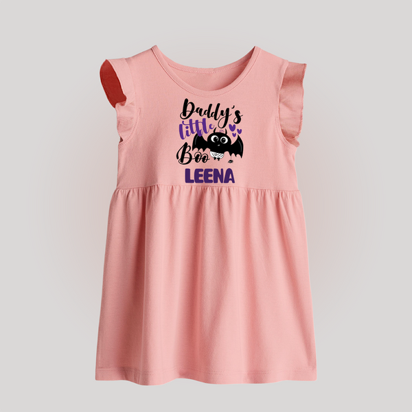 Daddy's Little Boo Baby Frock | Custom Baby Frock for Halloween Fun - BABY PINK - 0 - 3 Months Old (Chest 17")