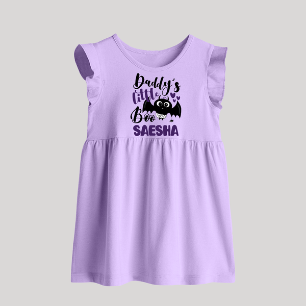 Daddy's Little Boo Bat Print Baby Baby Frock  - LILAC - 0 - 3 Months Old (Chest 17")