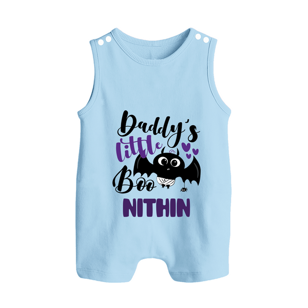 Daddy's Little Boo Romper Suit | Custom Baby Romper Suit for Halloween Fun - BABY BLUE - 0 - 5 Months Old (Chest 18")