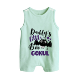 Daddy's Little Boo Bat Print Baby Button Romper  - MINT GREEN - New Born (Chest 18")