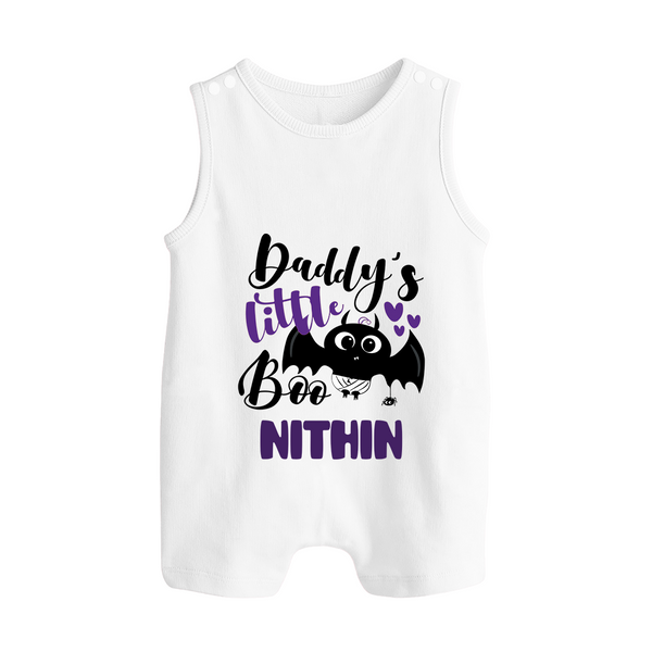 Daddy's Little Boo Romper Suit | Custom Baby Romper Suit for Halloween Fun - WHITE - 0 - 5 Months Old (Chest 18")