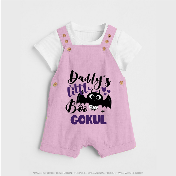 Daddy's Little Boo Bat Print Baby Dungaree  - BABY PINK - 0 - 5 Months Old (Chest 18")