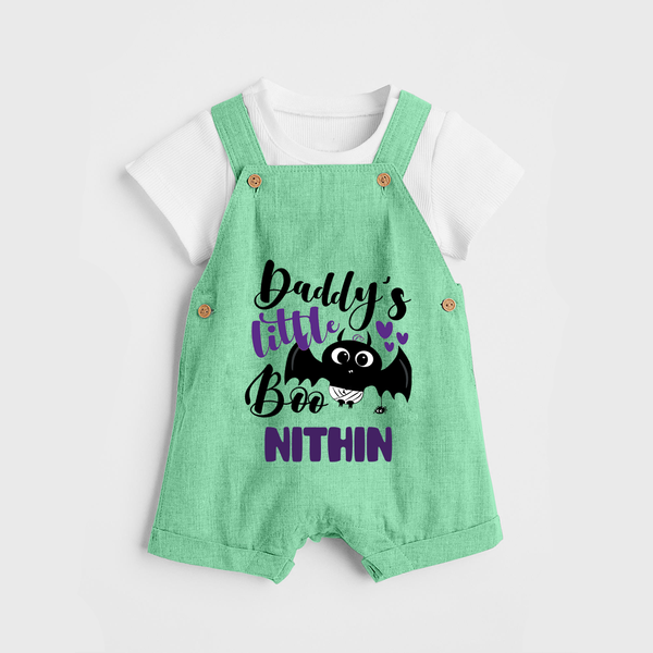Daddy's Little Boo Dungaree Set | Custom Baby Dungaree Set for Halloween Fun - GREEN - 0 - 5 Months Old (Chest 18")