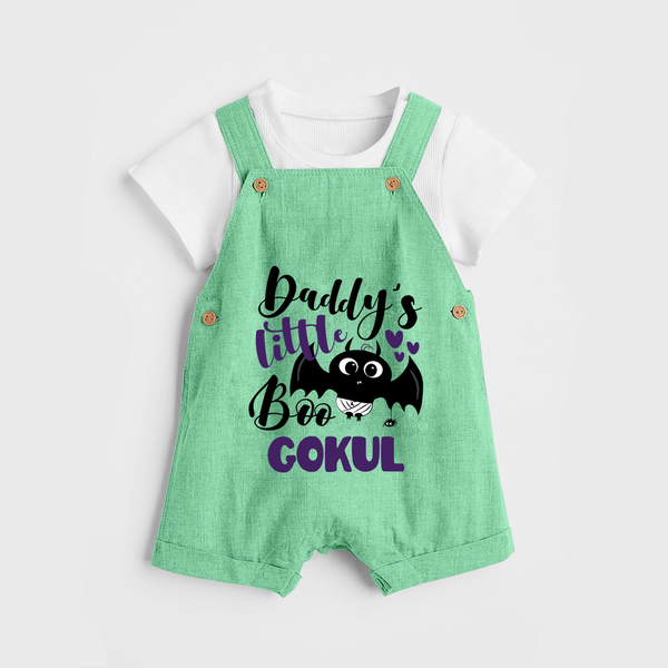Daddy's Little Boo Bat Print Baby Dungaree  - GREEN - 0 - 5 Months Old (Chest 18")