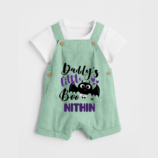 Daddy's Little Boo Dungaree Set | Custom Baby Dungaree Set for Halloween Fun - MINT GREEN - 0 - 5 Months Old (Chest 18")