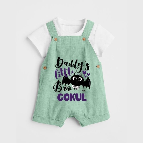 Daddy's Little Boo Bat Print Baby Dungaree  - MINT GREEN - 0 - 5 Months Old (Chest 18")