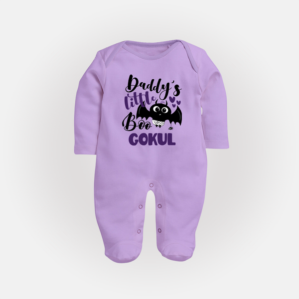 Daddy's Little Boo Bat Print Baby Full Body Suit  - LILAC - New Born (Chest 7.5")