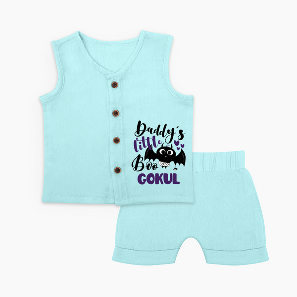 Daddy's Little Boo Bat Print Baby Jabla Set  - BABY BLUE - 0 - 3 Months Old (Chest 9.8")