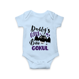 Daddy's Little Boo Bat Print Baby Romper   - BABY BLUE - New Born (Chest 14")