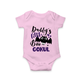 Daddy's Little Boo Bat Print Baby Romper   - BABY PINK - New Born (Chest 14")