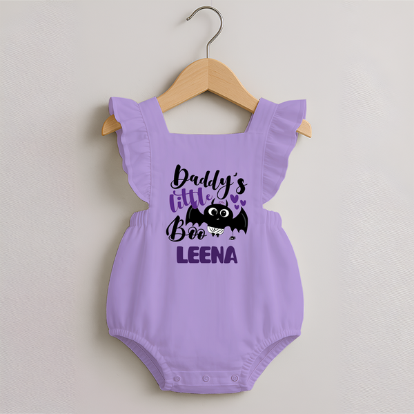 Daddy's Little Boo Romper Frock | Custom Baby Romper Frock for Halloween Fun - LILAC - 0 - 3 Months Old (Chest 19")