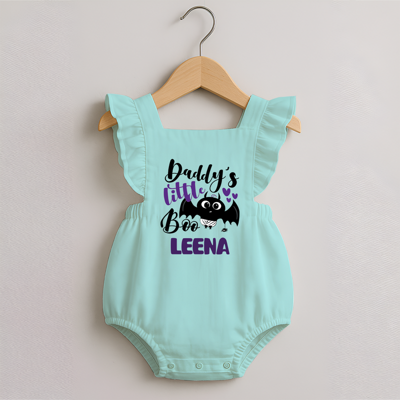 Daddy's Little Boo Romper Frock | Custom Baby Romper Frock for Halloween Fun - MINT GREEN - 0 - 3 Months Old (Chest 19")