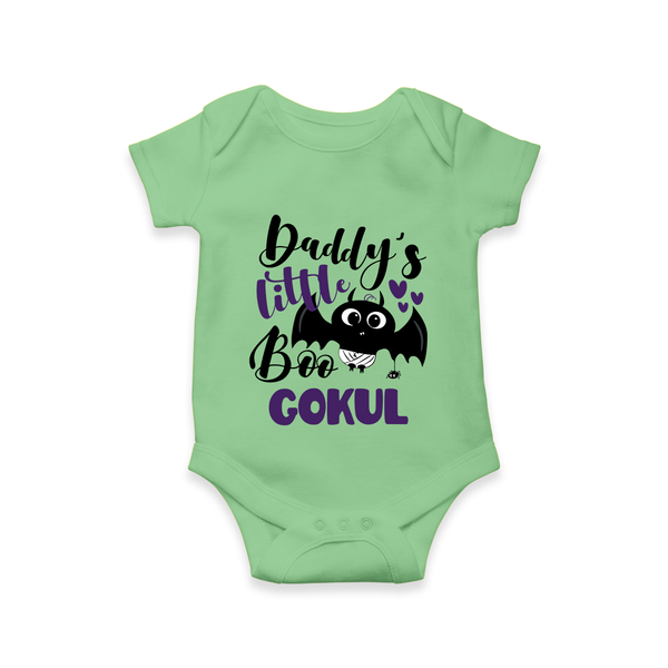 Daddy's Little Boo Bat Print Baby Romper   - GREEN - New Born (Chest 14")