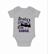 Daddy's Little Boo Bat Print Baby Romper   - GREY - New Born (Chest 14")