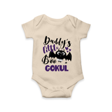 Daddy's Little Boo Bat Print Baby Romper   - IVORY - New Born (Chest 14")