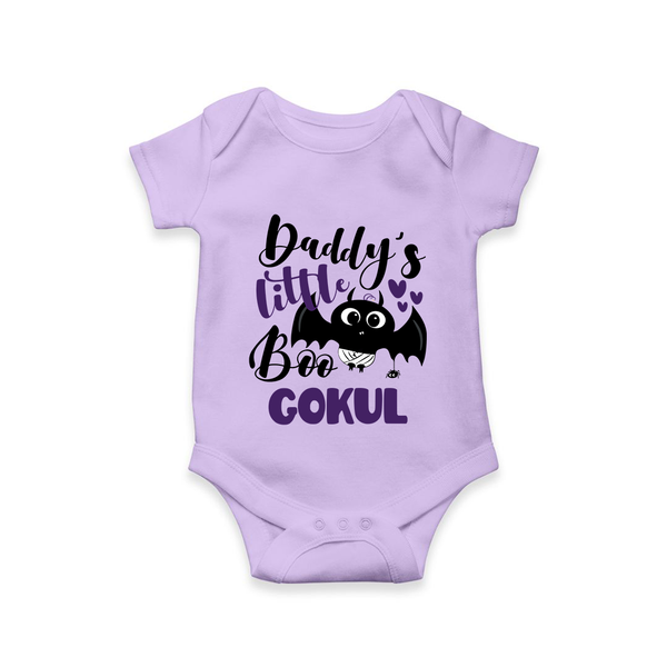 Daddy's Little Boo Bat Print Baby Romper   - LILAC - New Born (Chest 14")
