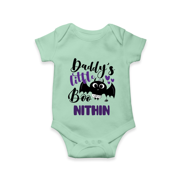 Daddy's Little Boo Romper | Custom Baby Romper for Halloween Fun - MINT GREEN - New Born (Chest 14")