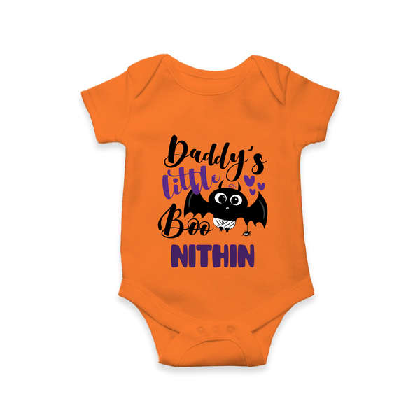 Daddy's Little Boo Romper | Custom Baby Romper for Halloween Fun - ORANGE - New Born (Chest 14")