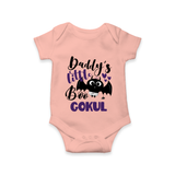 Daddy's Little Boo Bat Print Baby Romper   - PEACH - New Born (Chest 14")