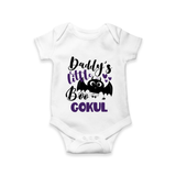 Daddy's Little Boo Bat Print Baby Romper   - WHITE - New Born (Chest 14")