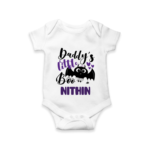 Daddy's Little Boo Romper | Custom Baby Romper for Halloween Fun - WHITE - New Born (Chest 14")