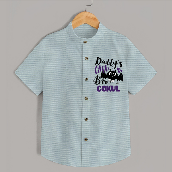 Daddy's Little Boo Bat Print Baby Kids Shirt  - ARCTIC BLUE - 0 - 6 Months Old (Chest 23")