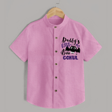 Daddy's Little Boo Bat Print Baby Kids Shirt  - BABY PINK - 0 - 6 Months Old (Chest 23")