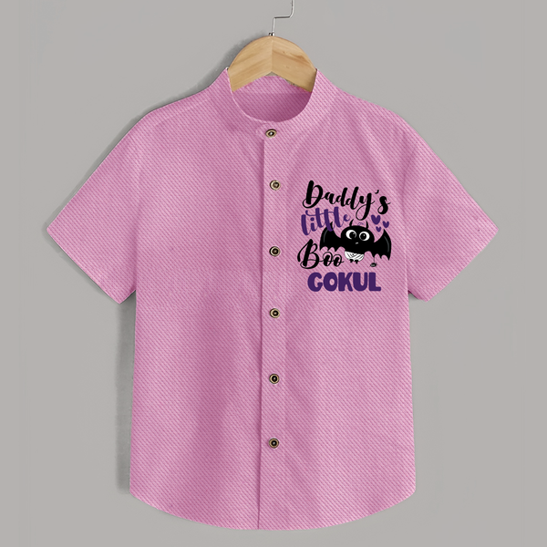 Daddy's Little Boo Bat Print Baby Kids Shirt  - BABY PINK - 0 - 6 Months Old (Chest 23")