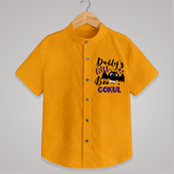 Daddy's Little Boo Bat Print Baby Kids Shirt  - CHROME YELLOW - 0 - 6 Months Old (Chest 23")