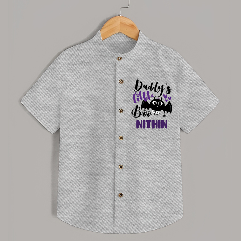 Daddy's Little Boo Shirt | Custom Baby Shirt for Halloween Fun - GREY - 0 - 6 Months Old (Chest 23")