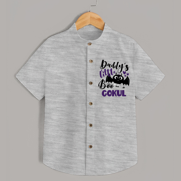 Daddy's Little Boo Bat Print Baby Kids Shirt  - GREY - 0 - 6 Months Old (Chest 23")