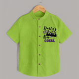 Daddy's Little Boo Bat Print Baby Kids Shirt  - LIME GREEN - 0 - 6 Months Old (Chest 23")
