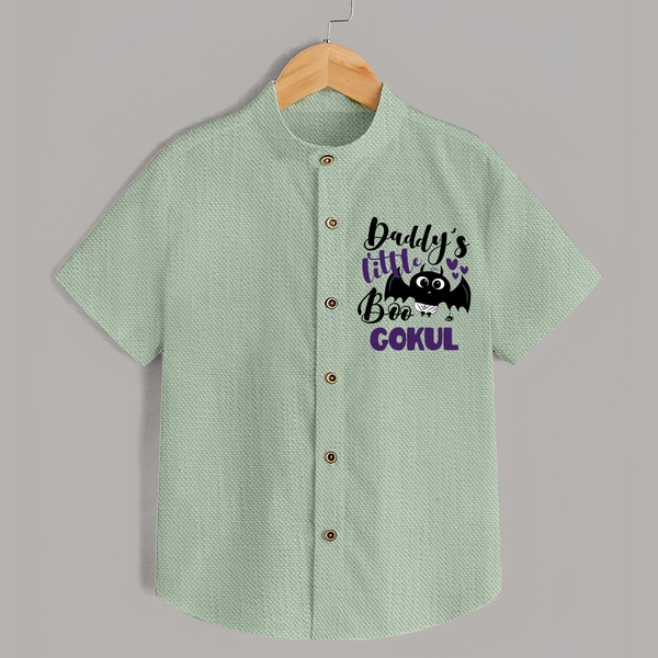 Daddy's Little Boo Bat Print Baby Kids Shirt  - MINT GREEN - 0 - 6 Months Old (Chest 23")