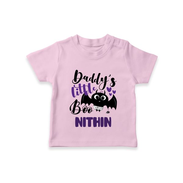 Daddy's Little Boo Tshirt | Custom Baby Tshirt for Halloween Fun - BABY PINK - 0-5 Months Old (Chest 17")