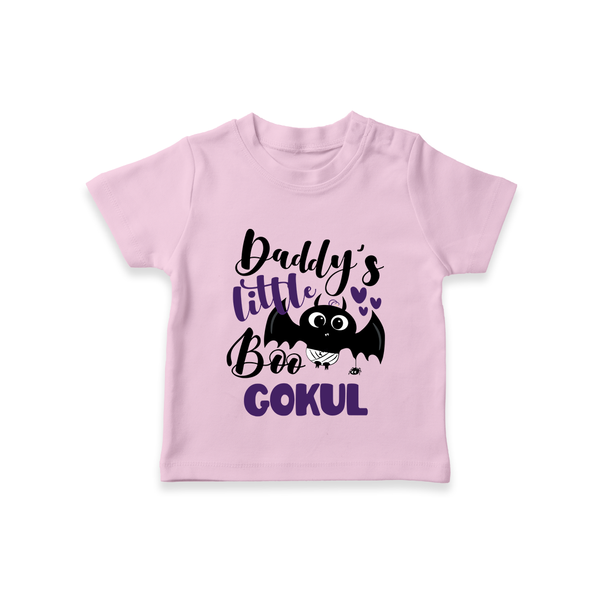 Daddy's Little Boo Bat Print Baby Tshirt  - BABY PINK - 0-5 Months Old (Chest 17")