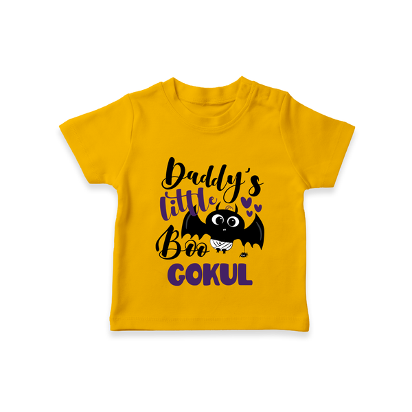 Daddy's Little Boo Bat Print Baby Tshirt  - CHROME YELLOW - 0-5 Months Old (Chest 17")