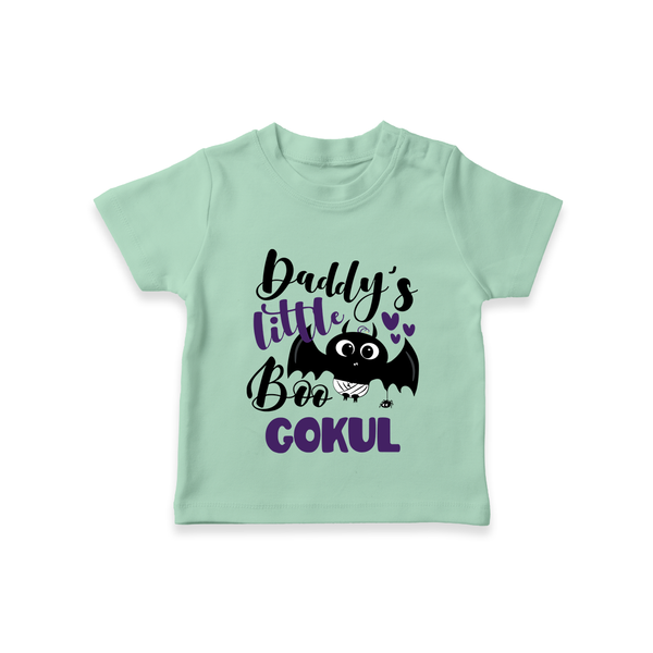 Daddy's Little Boo Bat Print Baby Tshirt  - MINT GREEN - 0-5 Months Old (Chest 17")