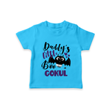 Daddy's Little Boo Bat Print Baby Tshirt  - SKY BLUE - 0-5 Months Old (Chest 17")