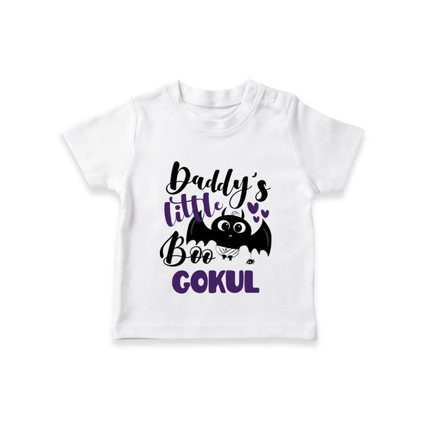 Daddy's Little Boo Bat Print Baby Tshirt  - WHITE - 0-5 Months Old (Chest 17")