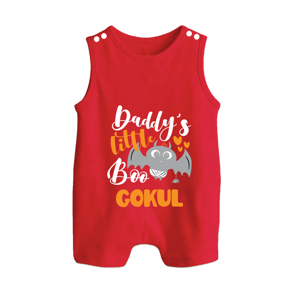 Daddy's Little Boo Bat Print Baby Button Romper  - RED - New Born (Chest 18")