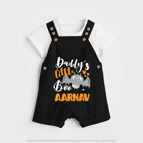 Daddy's Little Boo Dungaree Set | Custom Baby Dungaree Set for Halloween Fun - BLACK - 0 - 5 Months Old (Chest 18")