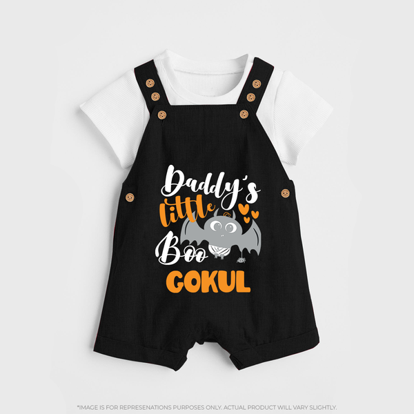 Daddy's Little Boo Bat Print Baby Dungaree  - BLACK - 0 - 5 Months Old (Chest 18")