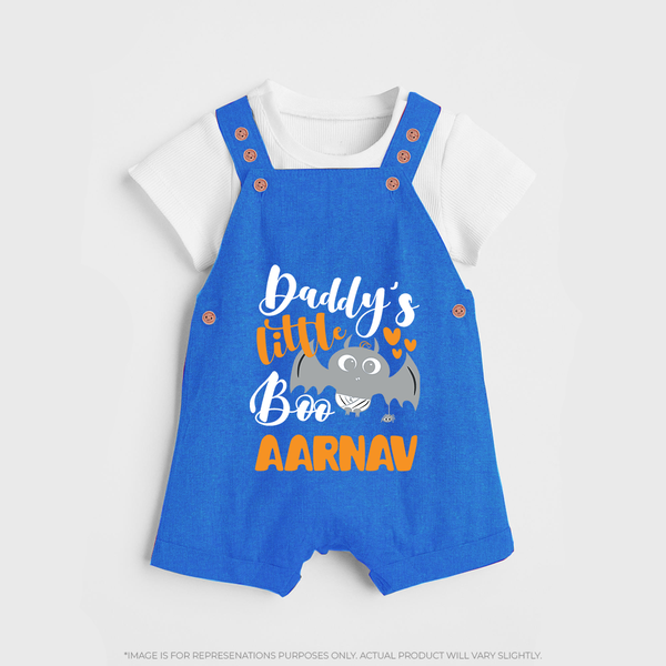 Daddy's Little Boo Dungaree Set | Custom Baby Dungaree Set for Halloween Fun - COBALT BLUE - 0 - 5 Months Old (Chest 18")