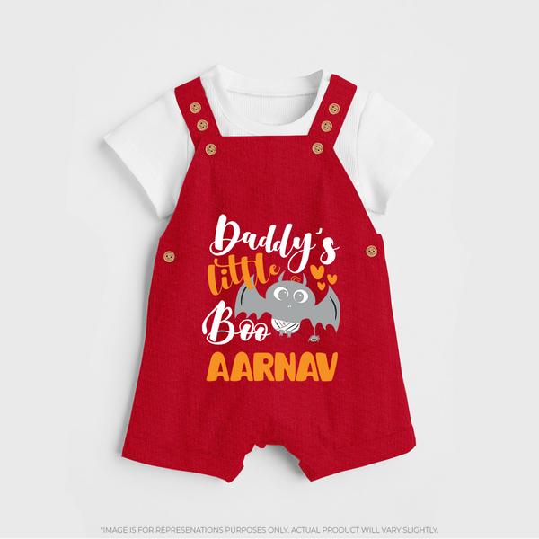 Daddy's Little Boo Dungaree Set | Custom Baby Dungaree Set for Halloween Fun - RED - 0 - 5 Months Old (Chest 18")