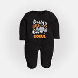Daddy's Little Boo Bat Print Baby Full Body Suit  - BLACK - New Born (Chest 7.5")