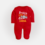 Daddy's Little Boo Bat Print Baby Full Body Suit  - RED - New Born (Chest 7.5")