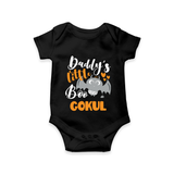 Daddy's Little Boo Bat Print Baby Romper   - BLACK - New Born (Chest 14")