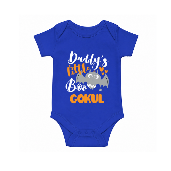 Daddy's Little Boo Bat Print Baby Romper   - COBALT BLUE - New Born (Chest 14")