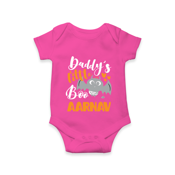 Daddy's Little Boo Romper | Custom Baby Romper for Halloween Fun - HOT PINK - New Born (Chest 14")