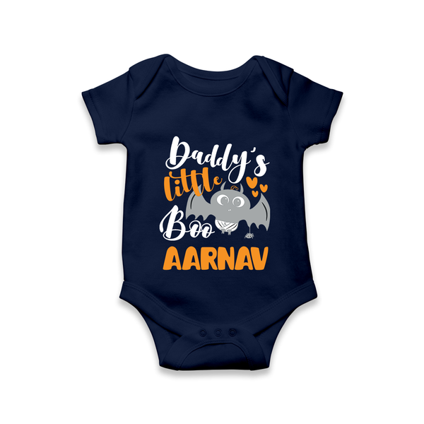 Daddy's Little Boo Romper | Custom Baby Romper for Halloween Fun - NAVY BLUE - New Born (Chest 14")